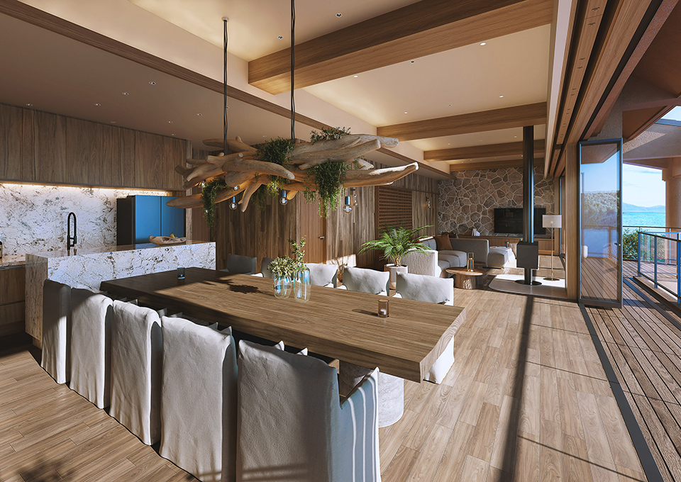 光と海とひとつになるオーシャンビューリビング